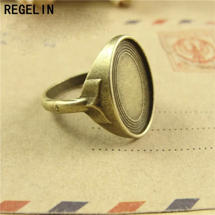 REGELIN Vintage Style Antique Silver/antique bronze Ring Cabochon Base 20pcs/lot size inner 18x13mm Fit Jewelry Making Findings
