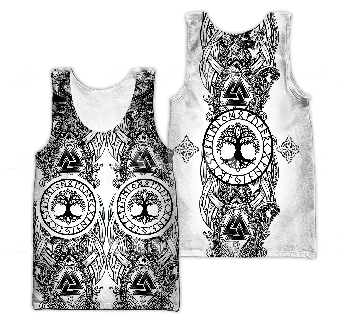 Odin Viking Symbol Tattoo Raven 3D Printed Men Shirt Vest Harajuku Fashion Sleeveless T-shirt Summer streetwear Tank Tops-2