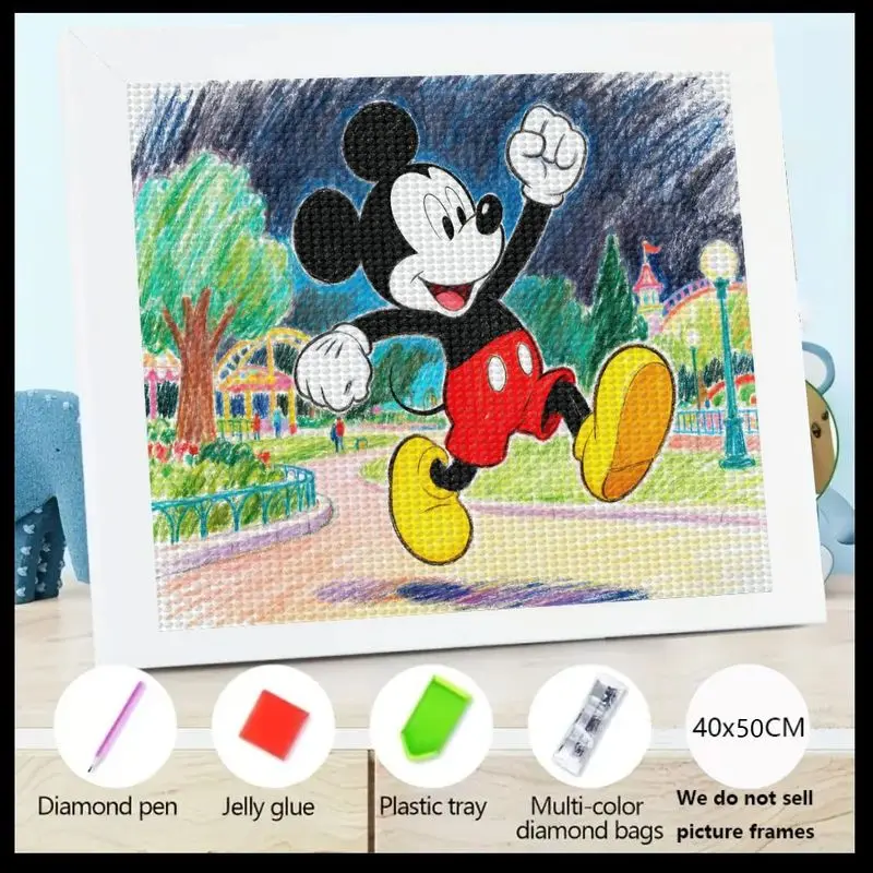 

1 шт. Микки Маус 5D DIY Полный квадратный дрель Набор для алмазной живописи, милый персонаж мультфильма Диснея Большой драгоценный камень Горный хрусталь Художественный ремесленный набор f
