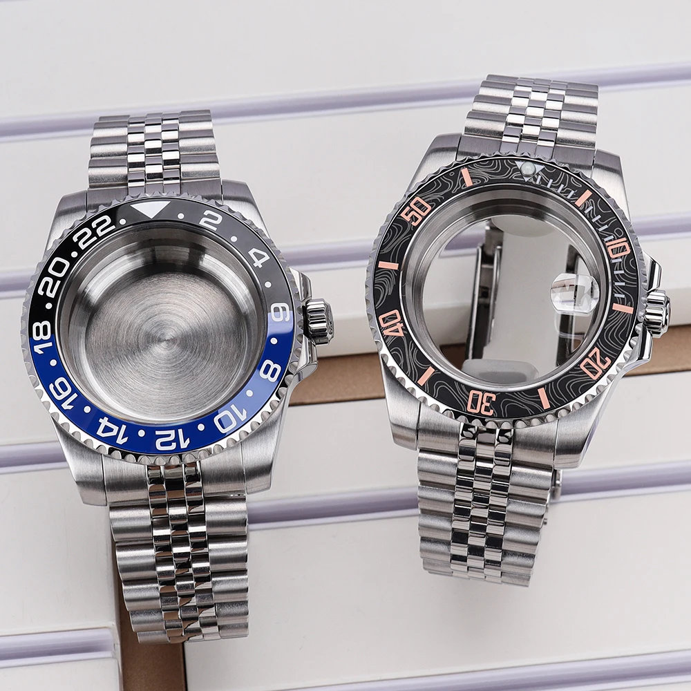40mm Silberne Uhrengehäuse NH35 NH36 für SUB GMT NH35 NH36 NH34 NH38 ETA 2824 PT5000 Miyota 8215 Jubilee-Armband mit Glide-Lock-Verschluss – Detail 1