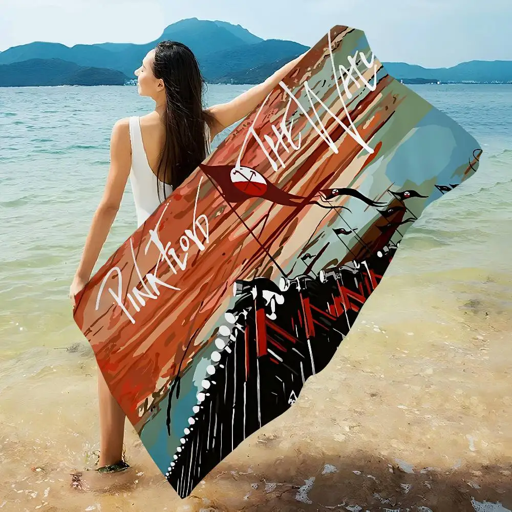 P-Pink-F-Floyds Rock Band Beach Towel Colorful Bath Towels for Girl Microfiber Quick Dry Custom Sand Free Beach Spa Gym Pool