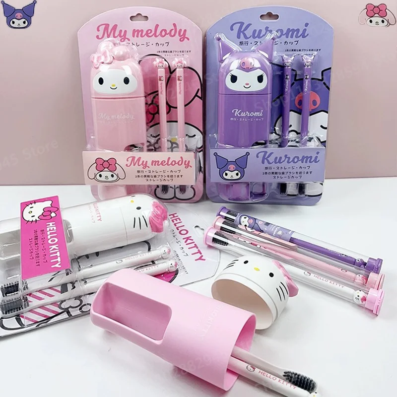 

Hellos Kittys Kawaii Kuromis Toothbrush Set Travel Portable Multi-purpose Toothbrush Mouthwash Mys Melodys Toiletries Kids Gift