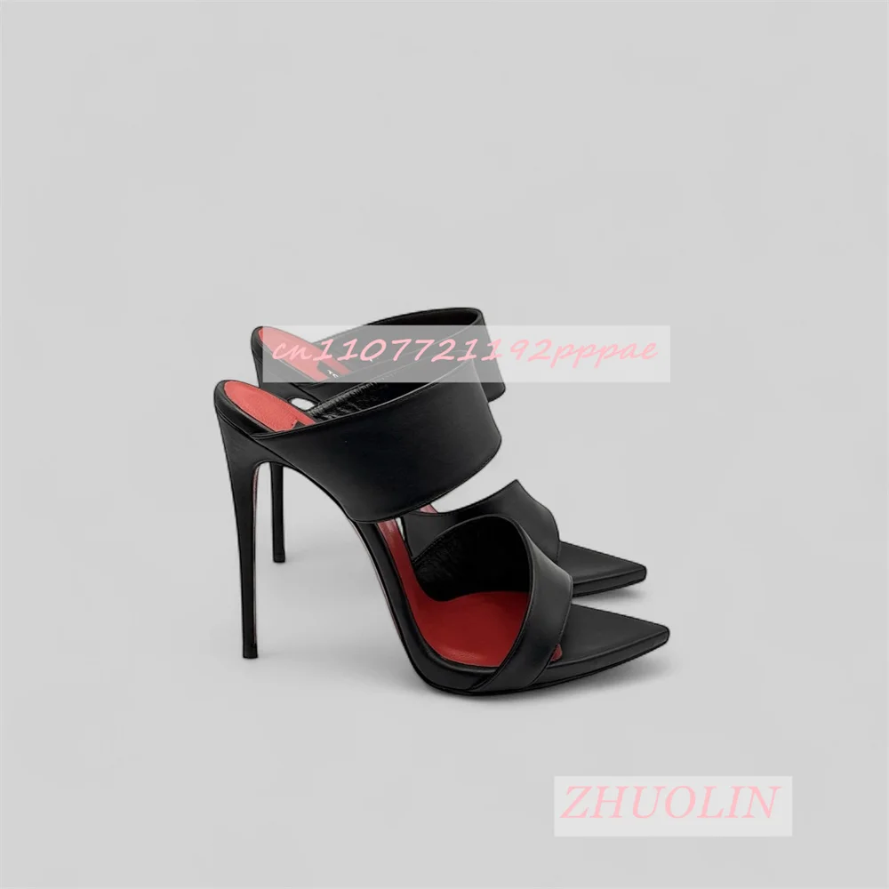 Summer Black Matte Patent Leather High Heels Stiletto Heels Pointed Toes Sexy Nightclub Party Shoes Slippers For Women 8/10/12cm
