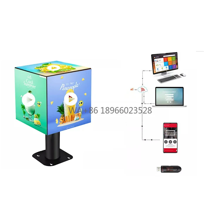 Indoor P2 Magic LED Screen Creative Cube Shape 4K Resolution 4 5 6 Sided Advertising Signs Module Animation Display Function