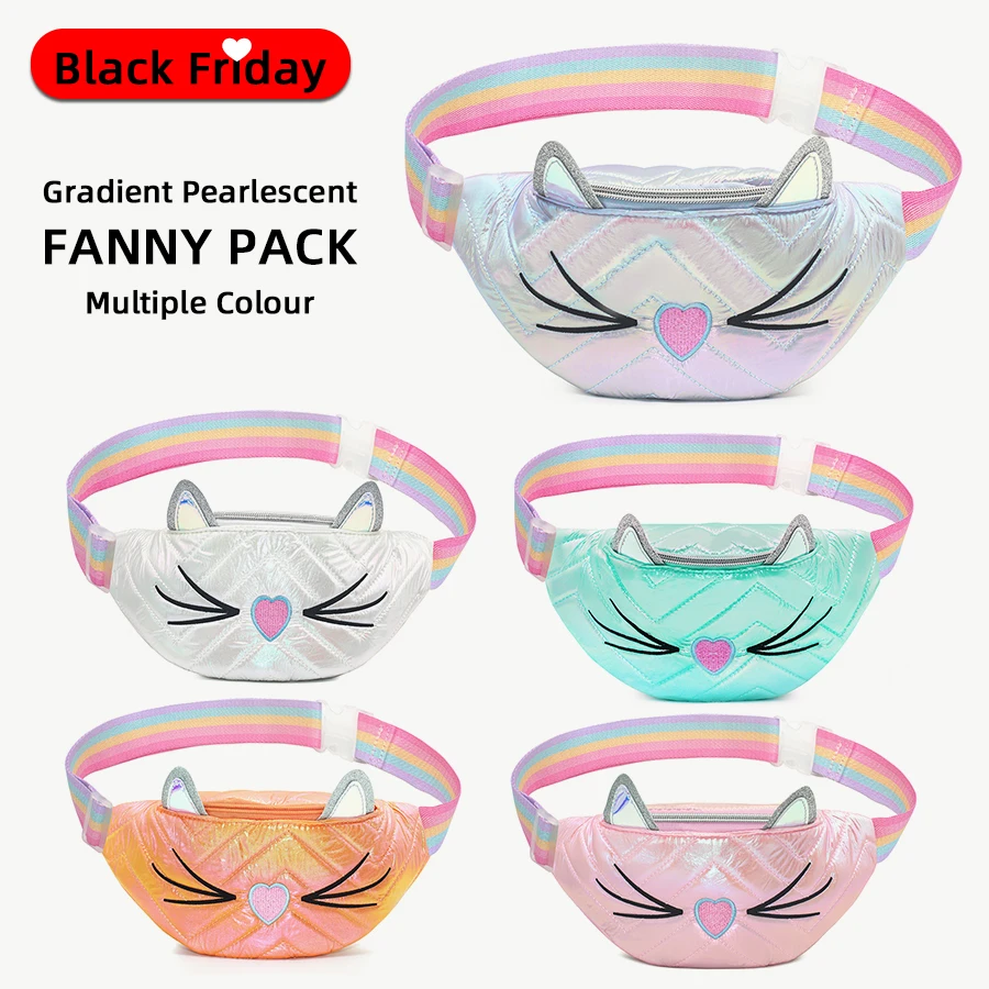 Full Series Kid 'S Cadeau Heuptassen Goedkope 3d Geborduurde Fanny Packs Macaron-Kleurige Kettingen ~ Verstelbare Verdikte Schouderband