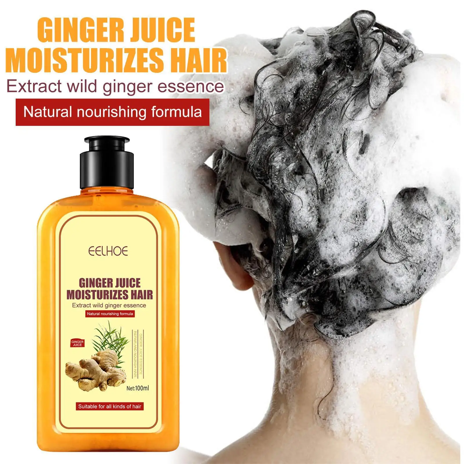 

Genuine Professional Hair Ginger Shampoo 100ml Hair Regrowth Dense Fast Thicker Shampoo Anti Hair Loss Product