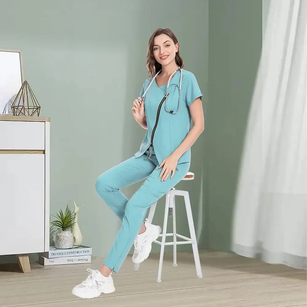 Niaahinn Scrub uniform for Women Medical Uniform Scrub Top & Jogger Pants Women Scrub Suit gorros quirófano mujer