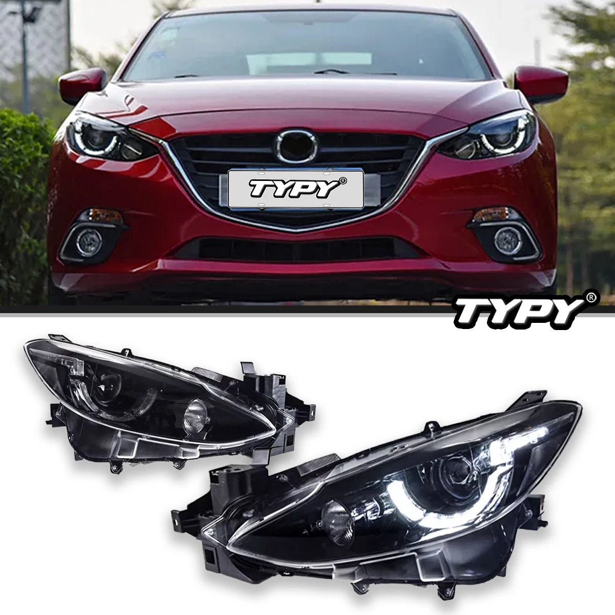 

Автомобильные фары TYPY для Mazda 3 Axela, фары 2014-2016 светодиодный, проектор, передняя фара, дневные ходовые аксессуары