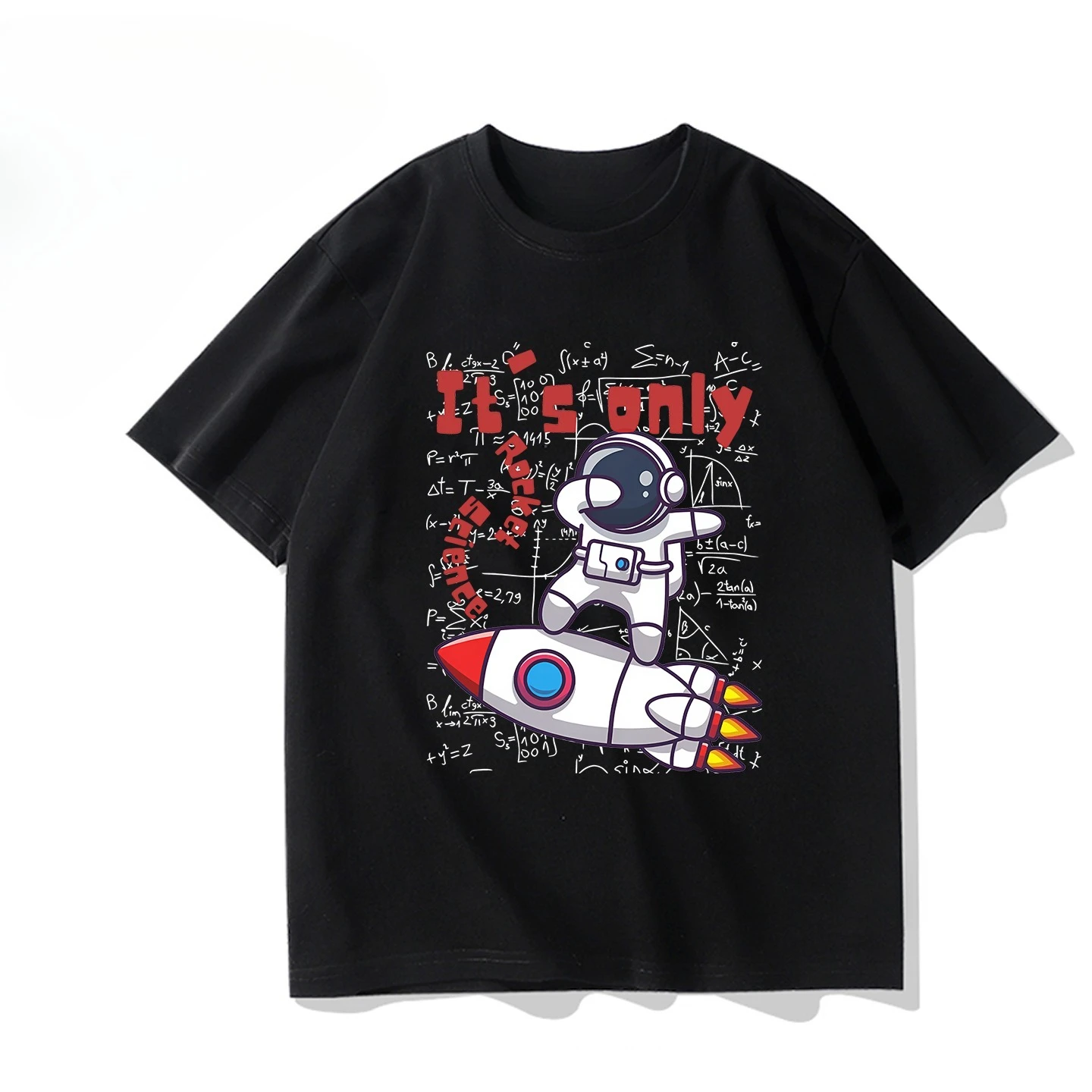 Camiseta con estampado de cohetes de astronauta para hombre y mujer, camisetas de algodón de manga corta a la moda, camisetas Vintage de Hip Hop, ropa de verano para hombre