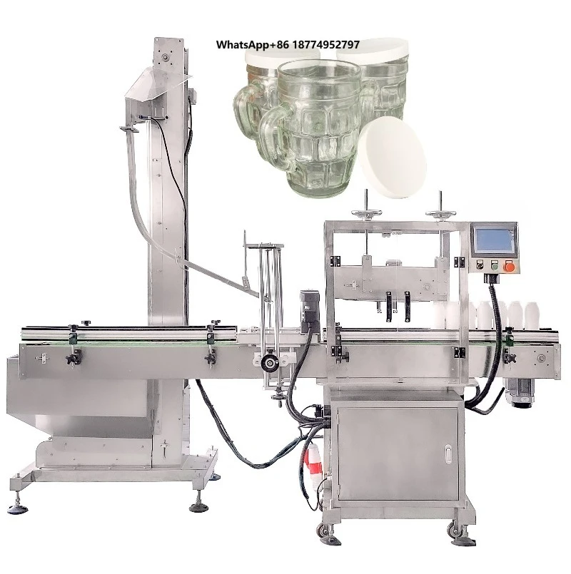 YIMU PM50 Automatic Flat Lids Capper Bottle Cap Closing Feeding Press Machine Pneumatic Pressure Capping Machine for Glass Jar