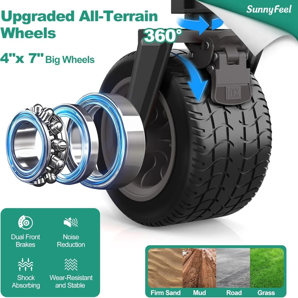 عربة عربة قابلة للطي ذات طابقين سعة 500 رطل عجلات قابلة للطي مقود قابل للتعديل للتسوق في الحديقة الخارجية والتخييم