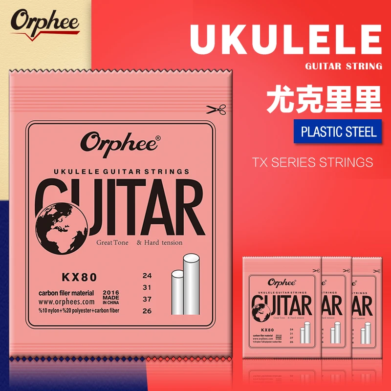 Orphee KX80 Ukulele Strings Plastic Nylon Mix Soft Touch Bright Sounding Regular Entry Level Ukulele Parts & Accessories