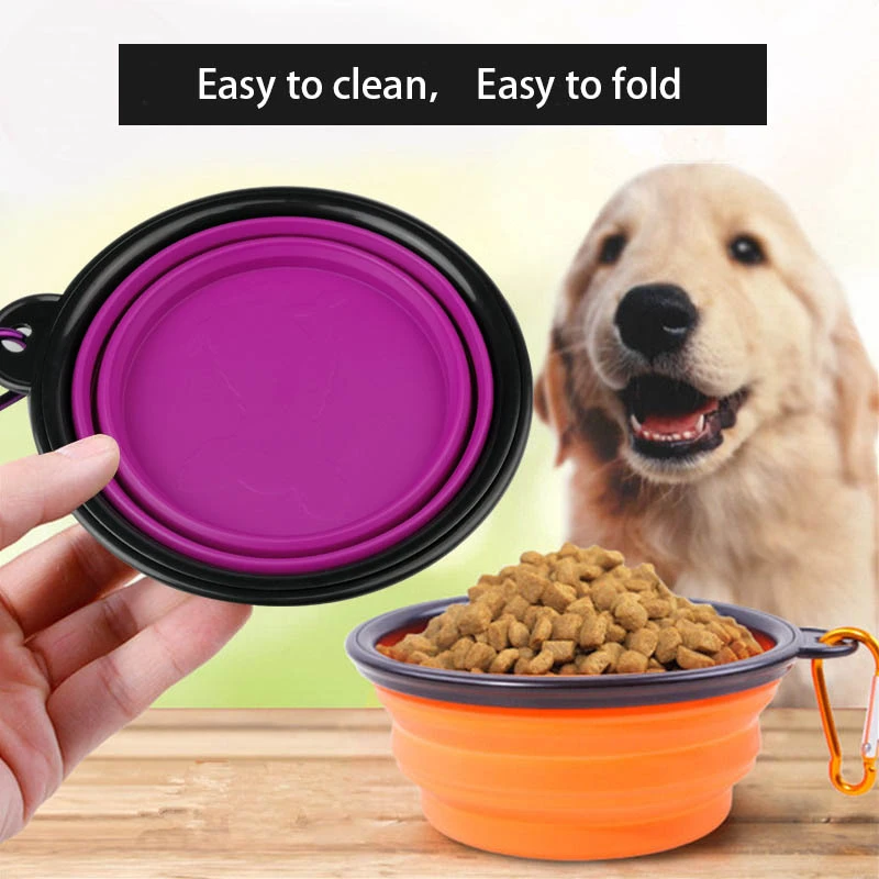 Cuenco plegable grande de silicona para perros y mascotas, contenedor portátil de viaje al aire libre, plato alimentador de comida para cachorros, 350/1000ml