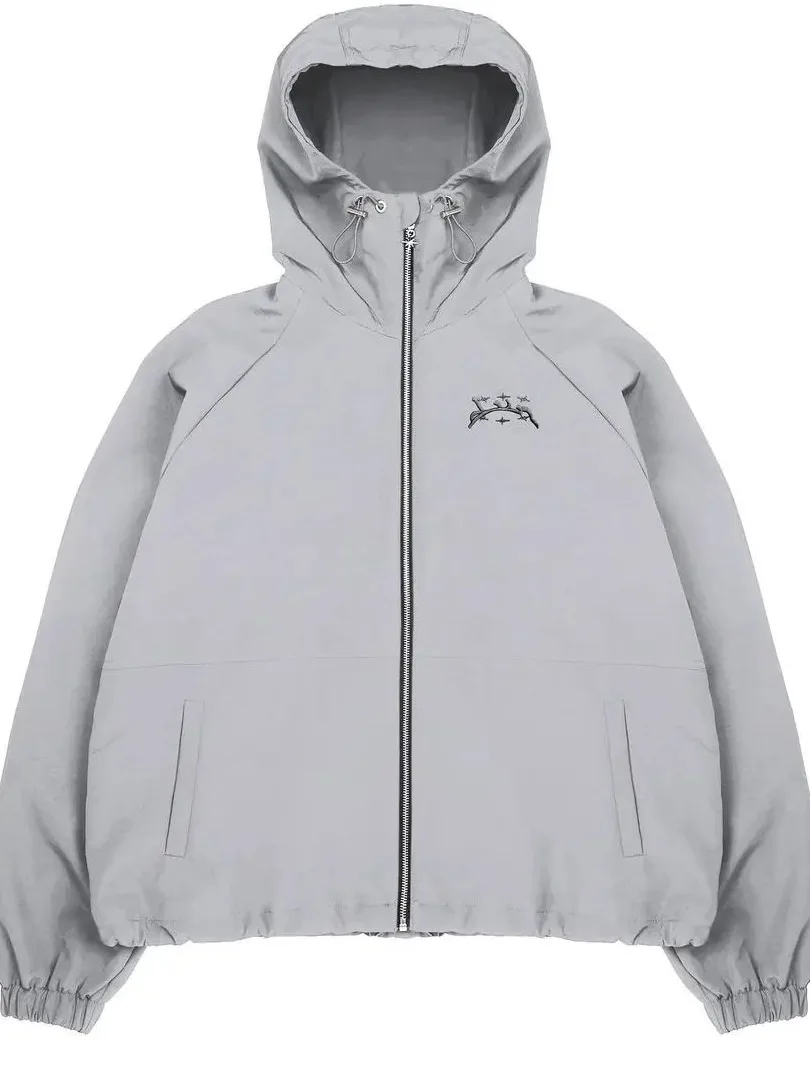 

Повседневная мужская толстовка с капюшоном на молнии, ветрозащитная, с длинными рукавами, средней длины, в стиле Y2K, для отдыха и спорта, открытый кардиган