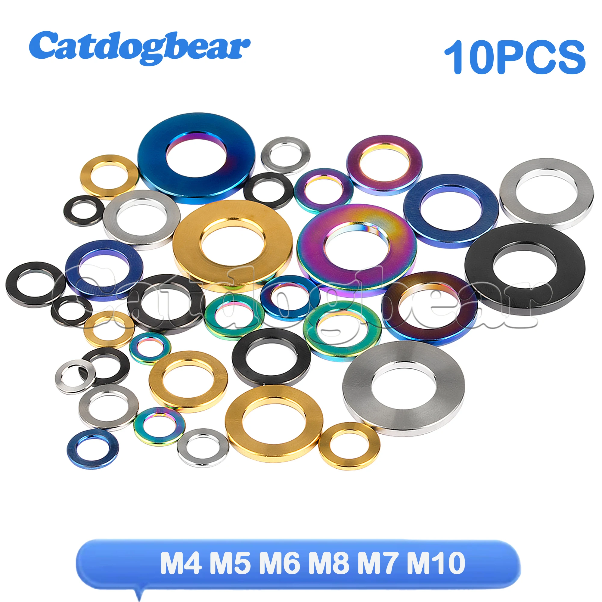 

Catdogbear 10PCS Titanium Flat Washer M4 M5 M6 M8 M7 M10 DIN912 Gasket for Bicycle Motorcycle Car