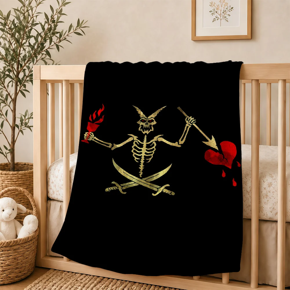 Skeleton Pirate Forward Observations Group Blanket For Soft Warm Knee For Bedroom Living Room Bed Sofa Camping Picnic Office