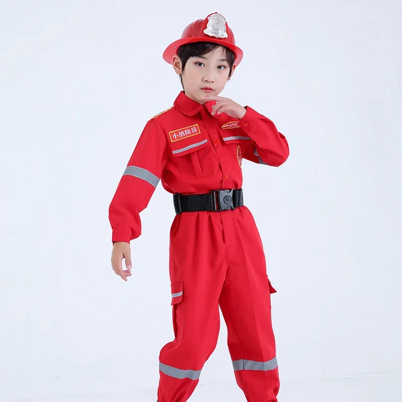 Halloween Costume Kids Cosplay Firefighter Costumes Kids Performance Costumes Kids Fire Sets Fancy Dress Party Outfits Boys