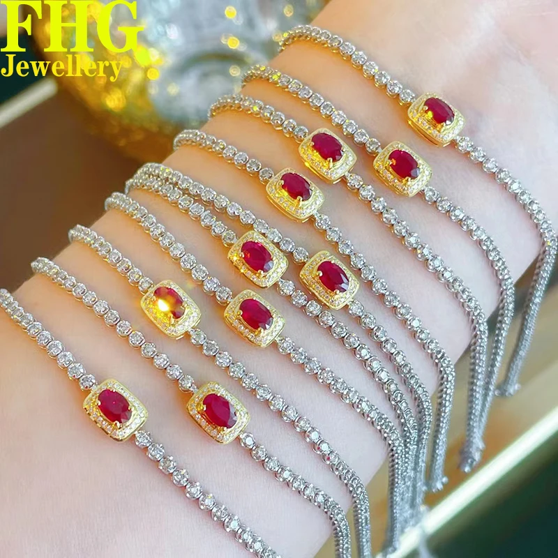 0.35Carat Natural ruby With 1Carat Natural Diamond 18K Gold Tennis Bracelet Very Shiny Quality Assurance Wedding party Birthday