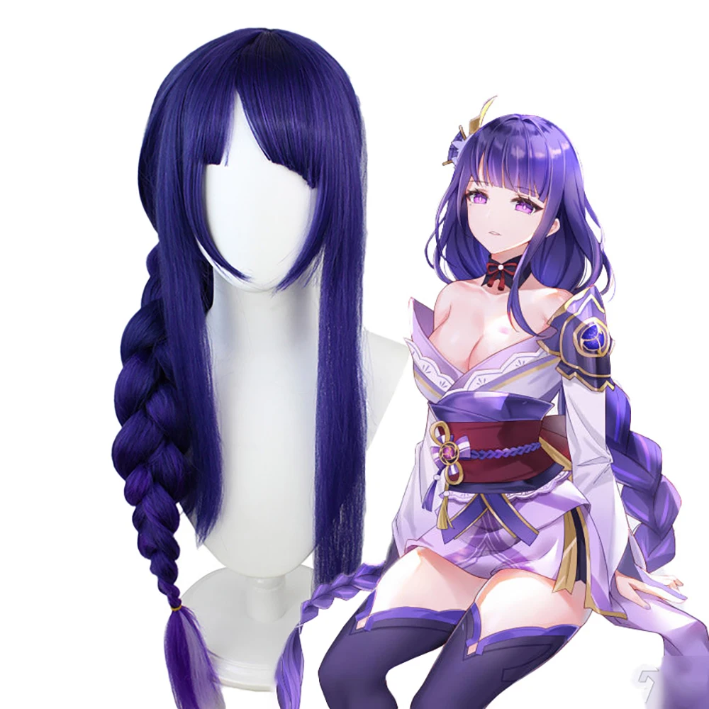 

Lightning General Cosplay Synthetic Hair 35-Inch Purple Gradient Highlighted Braid, Halloween Daily Party Comic Show Wig