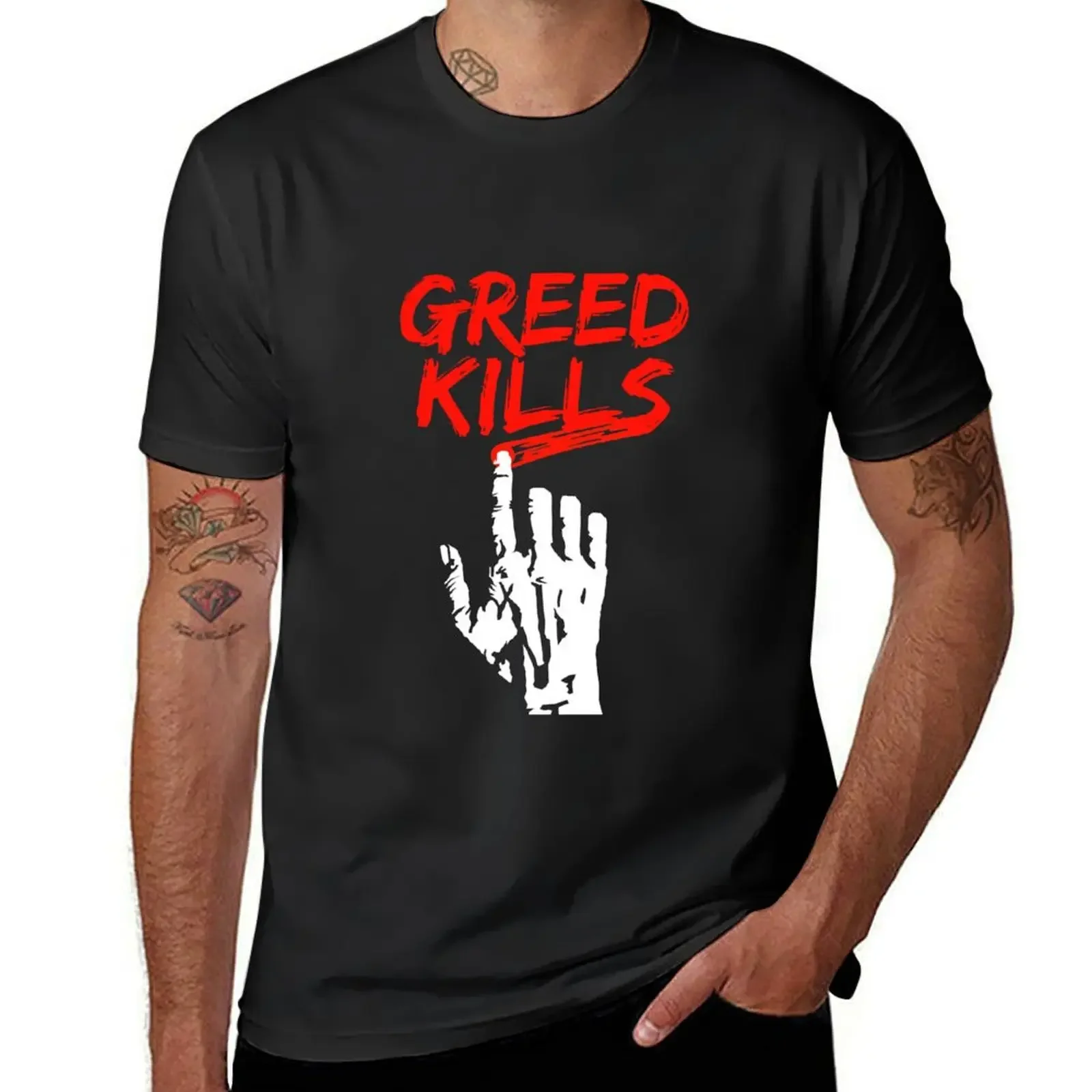 Greed Kills T-Shirt custom shirt tees mens vintage t shirts