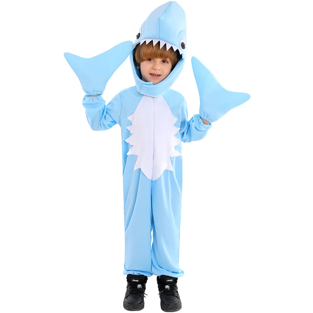 

Halloween New Children's Animal Jumpsuit Shark Character Play Costume Kindergarten Stage Performance Costume