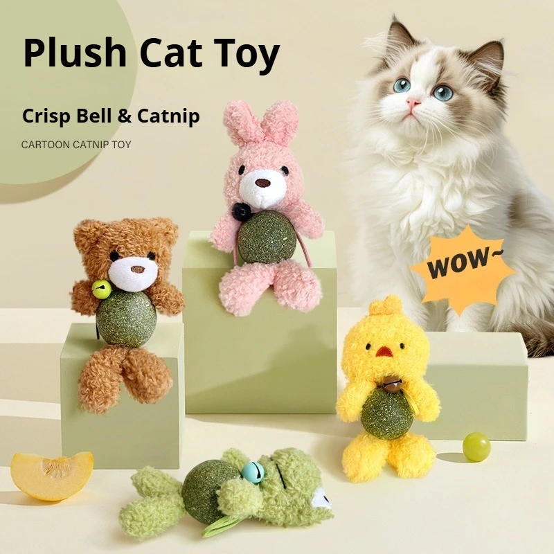 

Catnip Ball Cat Toy Creative Plush Doll Toy with Bell Cat Chew Toy Kitten Self-Entertainment Boredom Buster Toys for Pet Cat