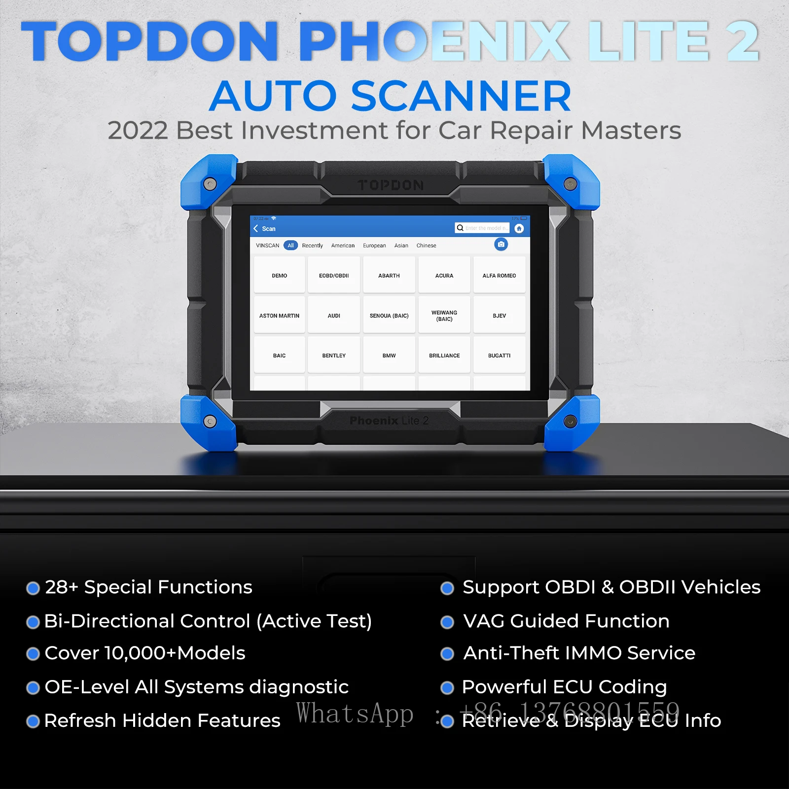 TOPDON Phoenix Lite2 2 Years Free Update Online All System Car Diagnostic ECU Online Coding Obd2 Scanner For Car Diagnostic Tool