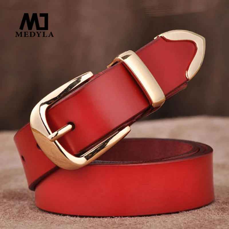 Medyla-女性用本革ベルト,高品質の高級ブランドベルト,レトロなスタイル,合金バックル,カジュアル