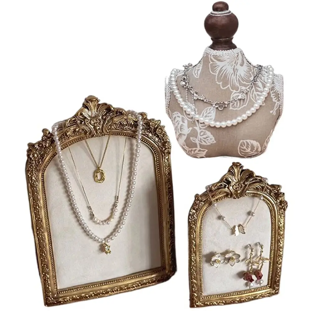 Flower pattern Photo Frame Necklace Stand Handmade Vertical Pendant Chain Display Rack Space Saving Multi-functional