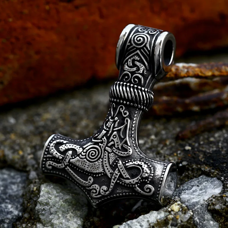 BEIER 2023 New Arrival 316L Stainless Steel Viking Thor Hammer Multiple Styles Hammer Mjolnir Pendant Scandinavian Norse Jewelry