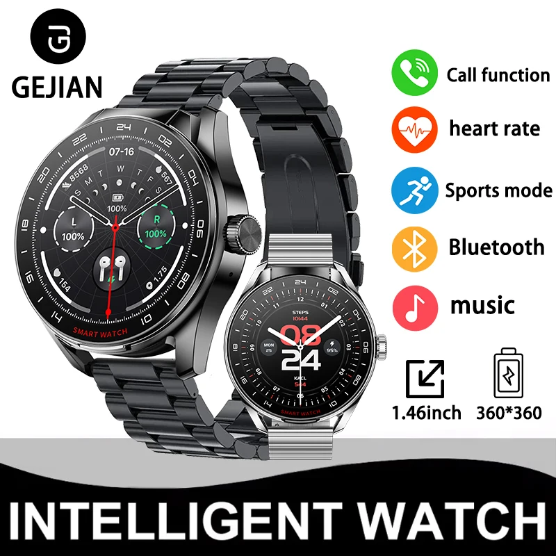 GEJIAN جديد NFC ساعة ذكية للرجال TWS 2-in-1 المسار الرياضي بلوتوث دعوة رصد معدل ضربات القلب HD شاشة ساعة ذكية 2025