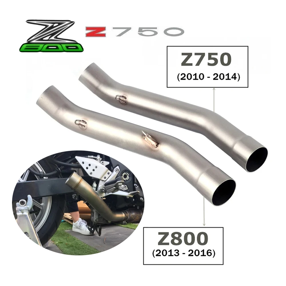 Motorcycle Exhaust Muffler Escape for Kawasaki Z800 2013-2016 Z750 2007-2014 Contact Middle Link Pipe Compatible with Z750 Z800