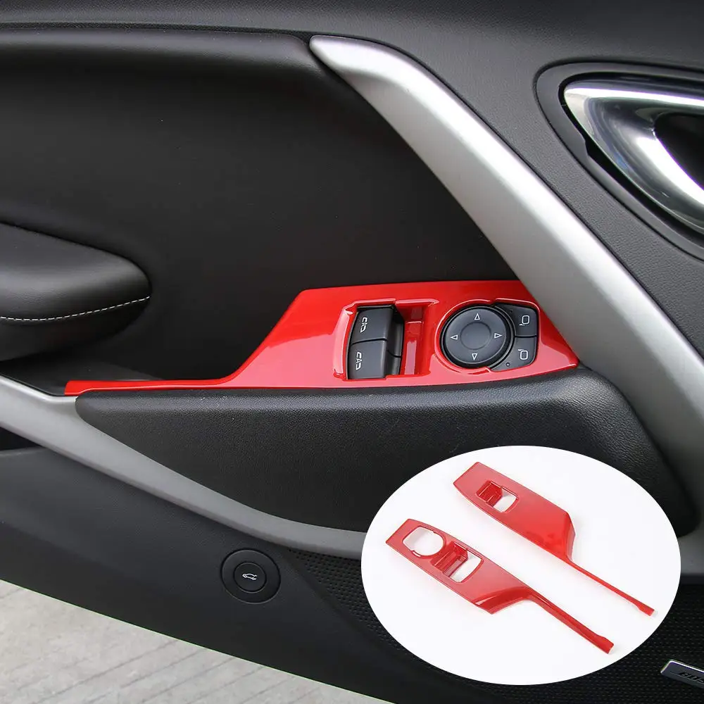 

Red Interior Door Panel Trim Cover For Window And Mirror Control Switches, Compatible With 2017–2025 Models, 2 Pieces
