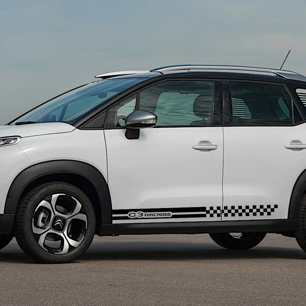 

Наклейки для Citroen C3 Aircross, боковая юбка автомобиля, наклейки для гонок, спортивные полосы, графика, виниловая пленка, наклейки, аксессуары для внешней тюнинга автомобиля