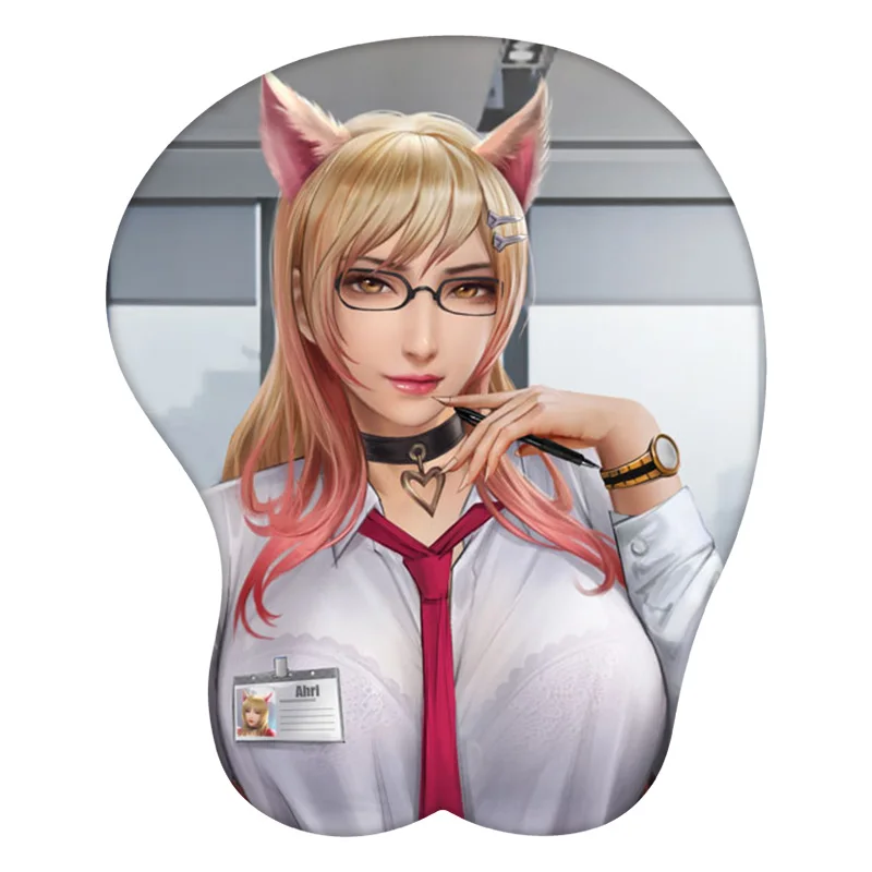 أنثى Bosses Ahri 3D ماوس الوسادة جامعة أساطير أنيمي المعصم الراحة سيليكون مثير الإبداعية الألعاب ماوس حصيرة #2