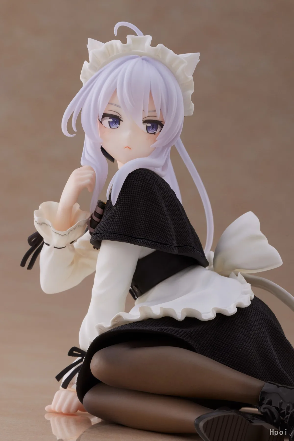 13CM Anime Elaina Figure Wandering Witch The Journey Black Cat Maid Dress Sitting Pose PVC Model Series Toys Gifts