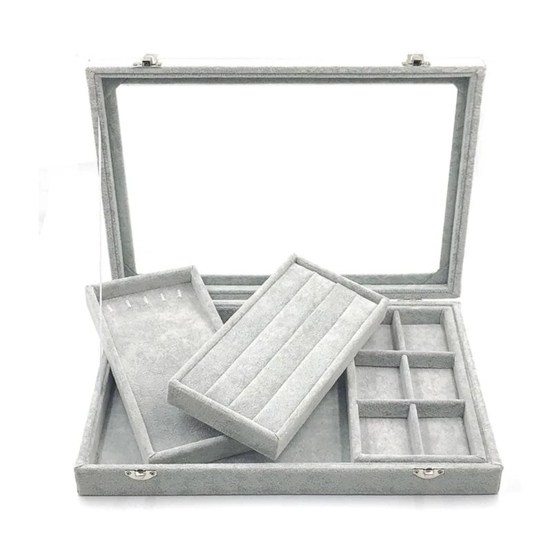 

Plush Frosted Plush Jewelry Chest Deluxe Plush Jewelry Chest With Multiple Compartments for Women and Jewelers