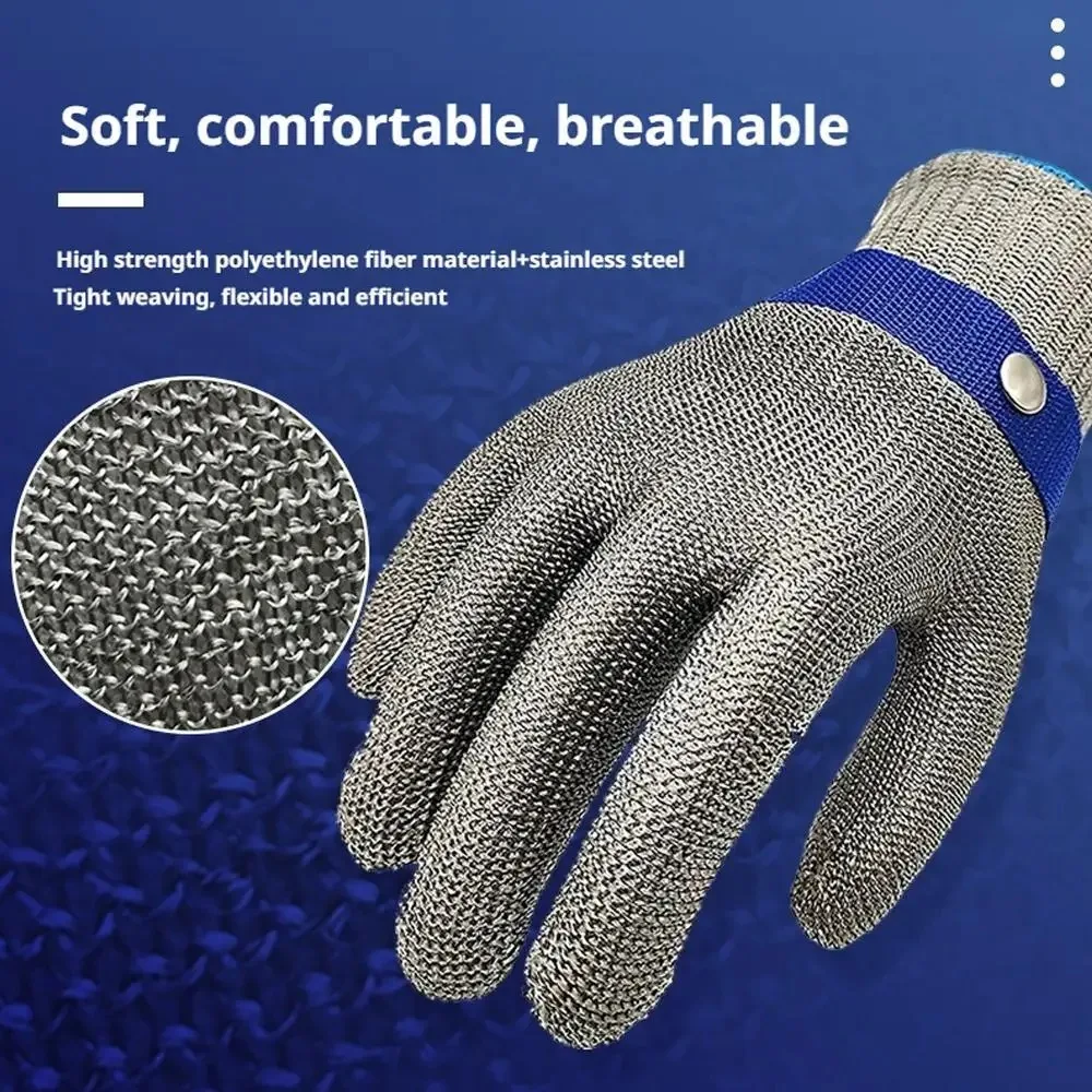 1 Stück Kettenhandschuhe aus Lebensmittelechtem Edelstahl, Schnittfeste Metallgitter-Handschuhe für Metzger und Köche