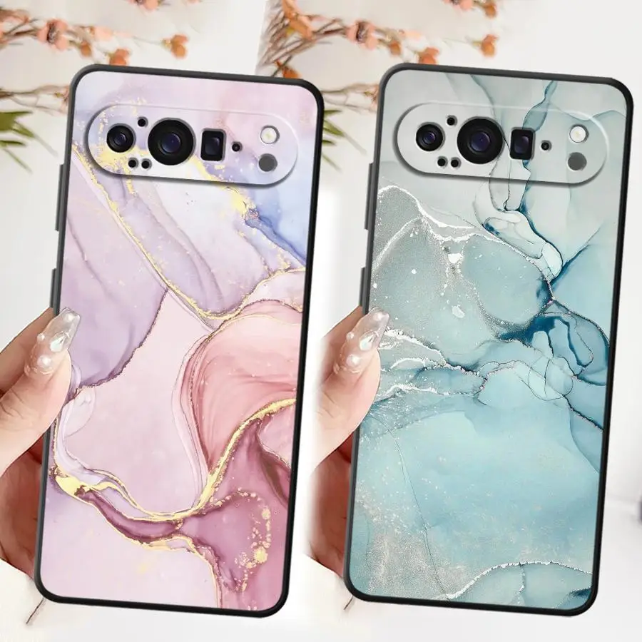 

Чехол для телефона Funda для Google Pixel 6a 9a 6 7 8 Pro 10 9 Pro XL 8a 7a, розовый и зеленый мрамор