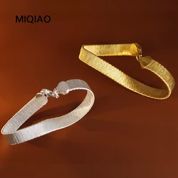 MIQIAO Italy 925 Sterling Silver Bracelet For Women 2024 Silver 925 Jewelry Italian Charm Hand Bracelet 17CM Long 7.5MM Wide