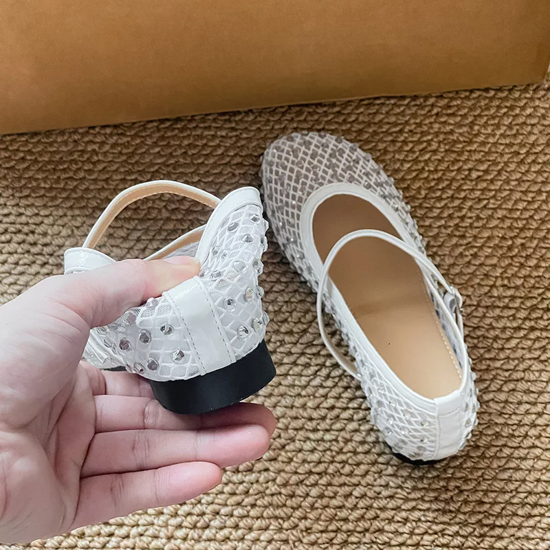 

increase shallow mouth ballet shoes hollow rhinestone temperament one word buckle Mary Jane shoes women's shoes