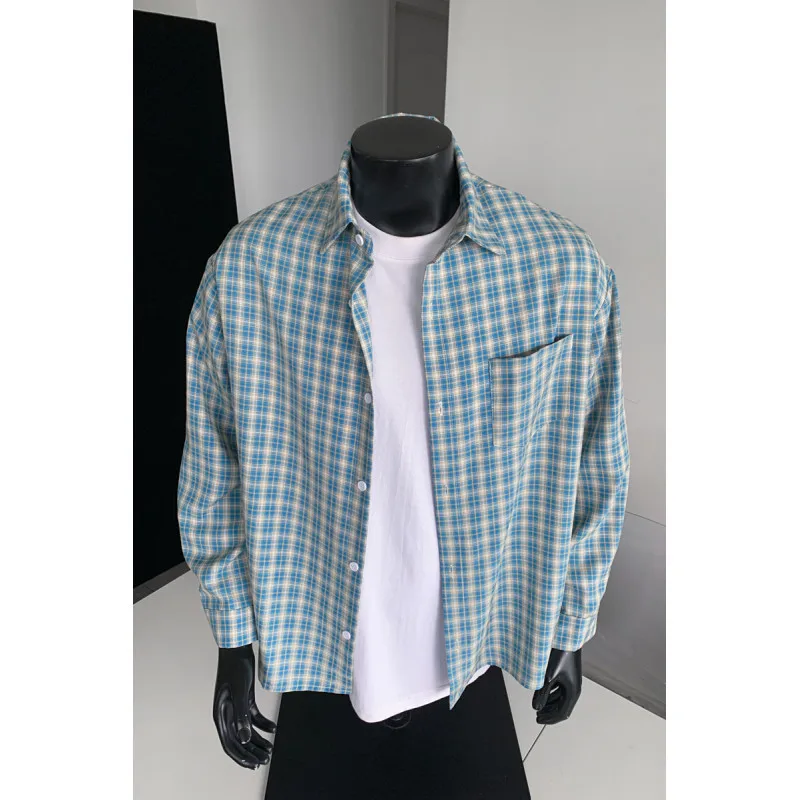 

Винтажная клетчатая желтая рубашка, осенний свободный повседневный топ, куртка унисекс с длинными рукавами