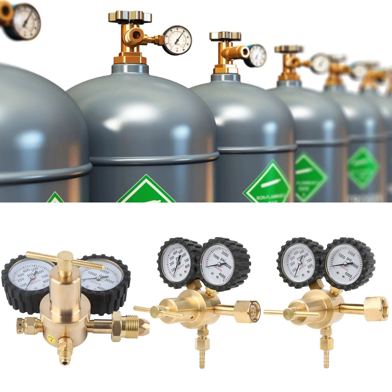 

Nitrogen Regulator Gauge Regulator Nitrogen Regulator Dual Gauge Air Pressure Regulator with 0‑800 PSI Delivery Pressure