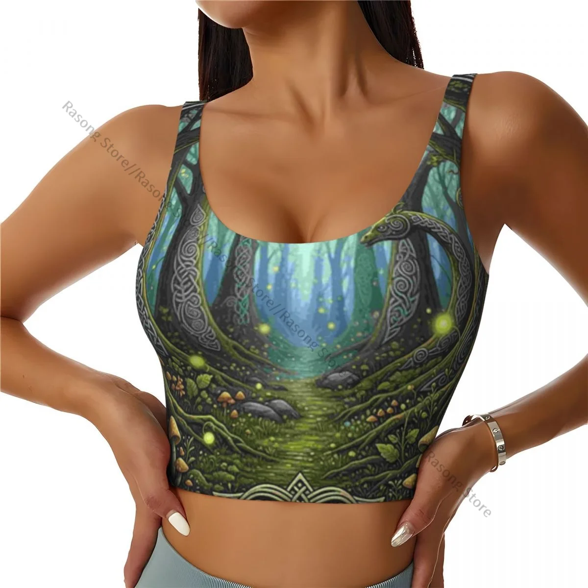 Women Sexy Sports Vest Mystical Forest At Night Fantasy Female Streetwear Sport Lingerie Tee Crop Top