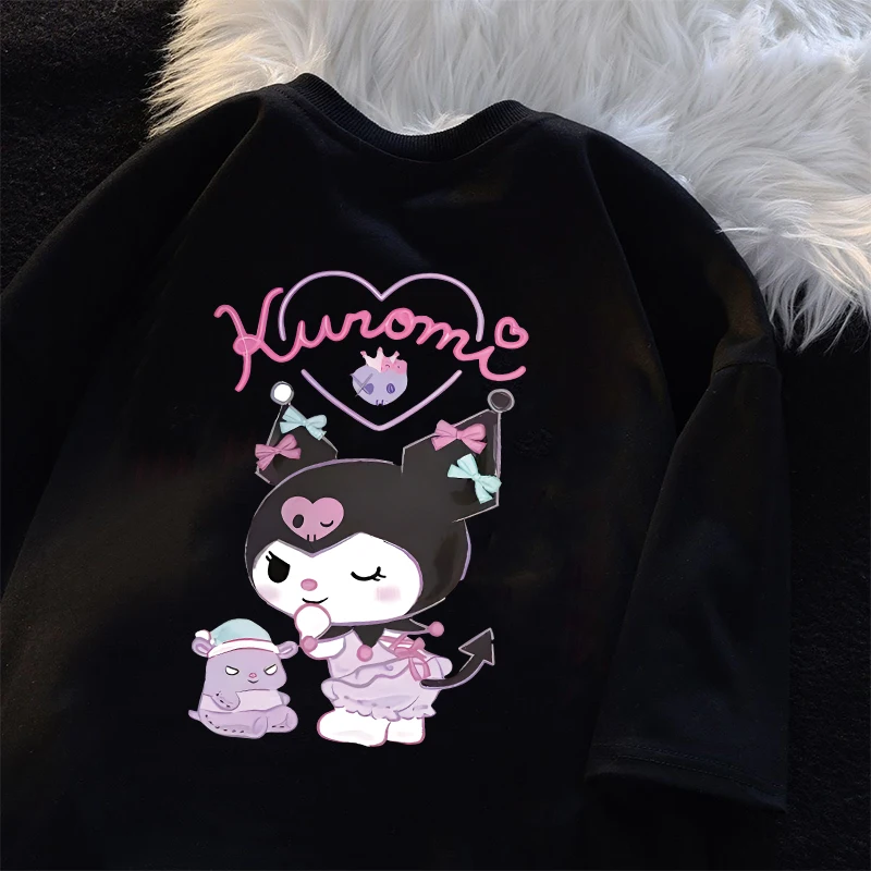 Black Cotton Japanese Super Fire Cartoon Kuromi T-shirt Female Summer Ins Loose Korean Version of The Bf Half-sleeved Tops