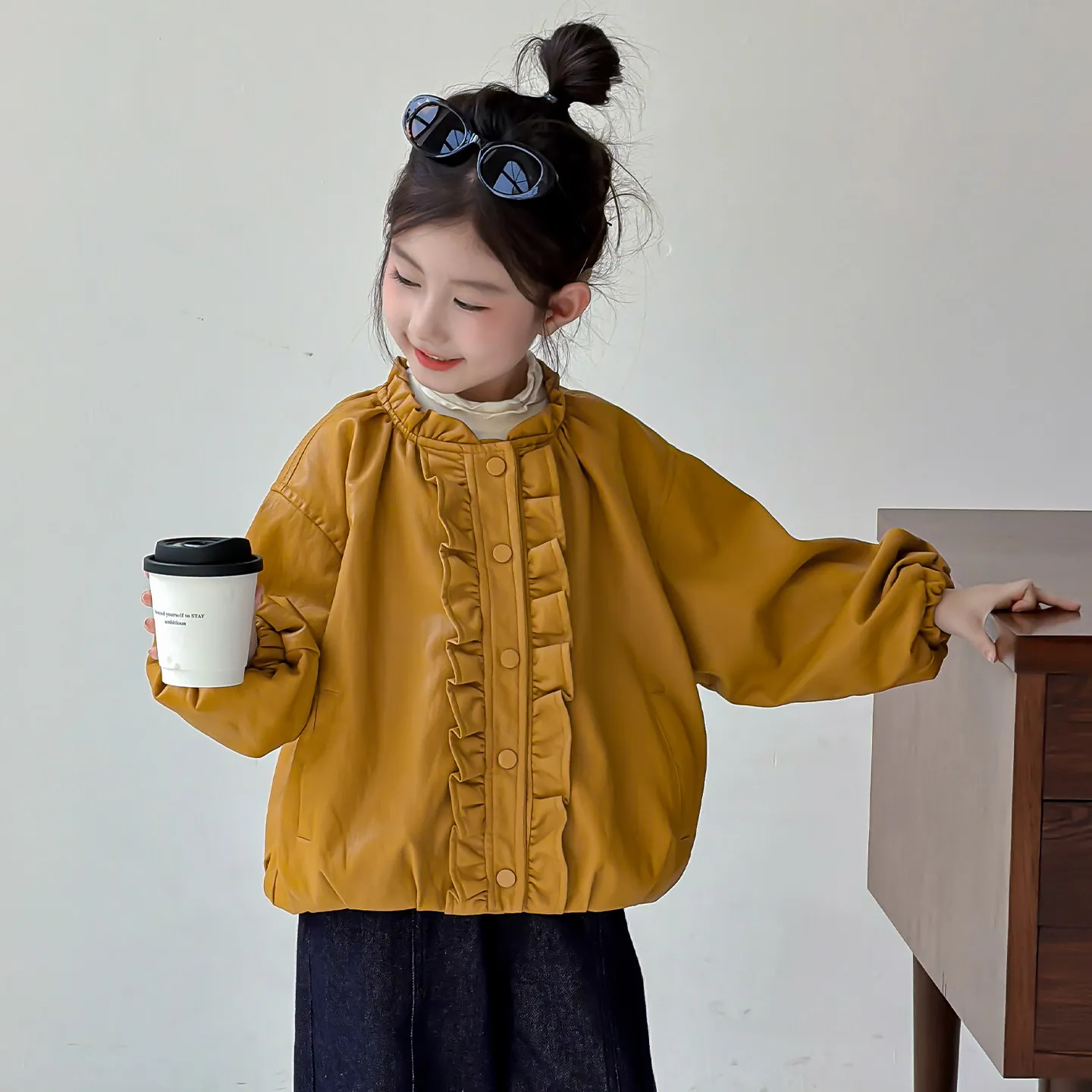 Girl's Unique and Beautiful Coat Korean Leather Jacket 2026 New Autumn Girl's Western-style Jacket Top