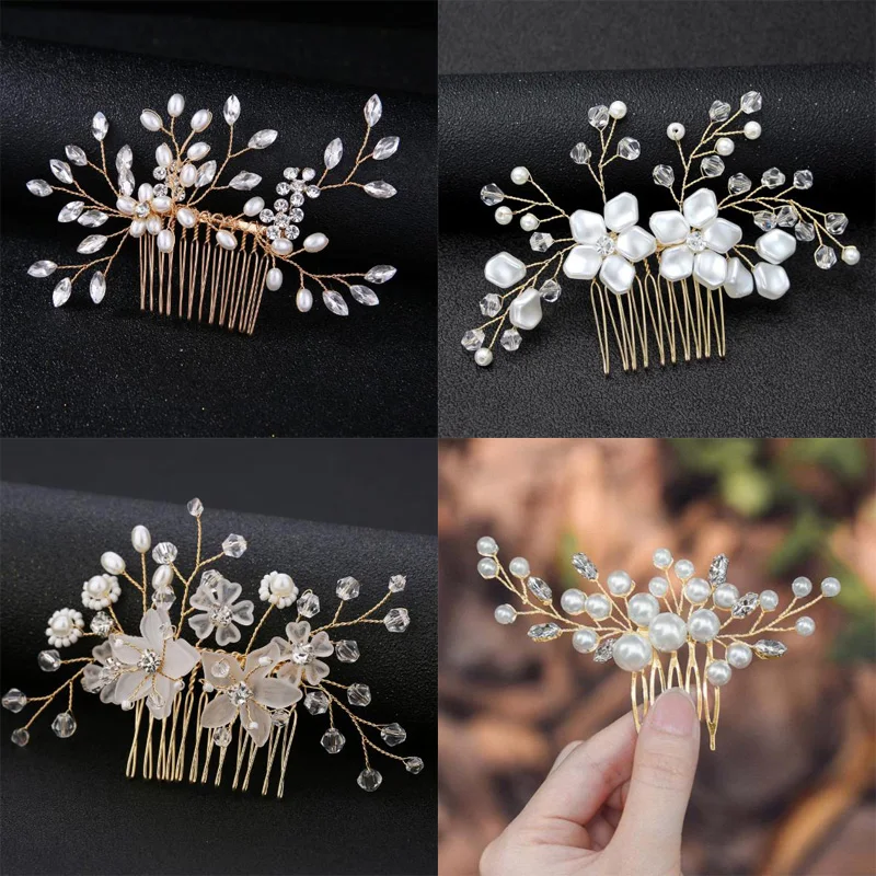 Women's Rhinestone Crystal Hair Clip Hairpins Comb Flower mariage Bride Bridesmaid Wedding Party Hair Jewelry Accessories