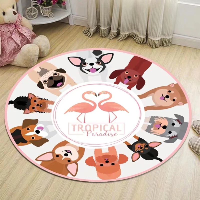 Modern Cartoon Cute Room Décor Round Carpet Lovely Decoration Rug for Children Bedroom Soft Non-slip Bathroom Mat Customizable