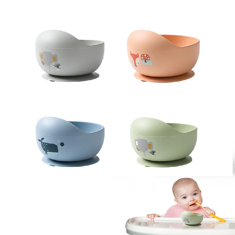 Soft Silicone Baby Feeding Bowl Tableware for Kids Non-Slip Food Grade Silicone Children Dishes Kitchenware Baby Stuff BPA Free