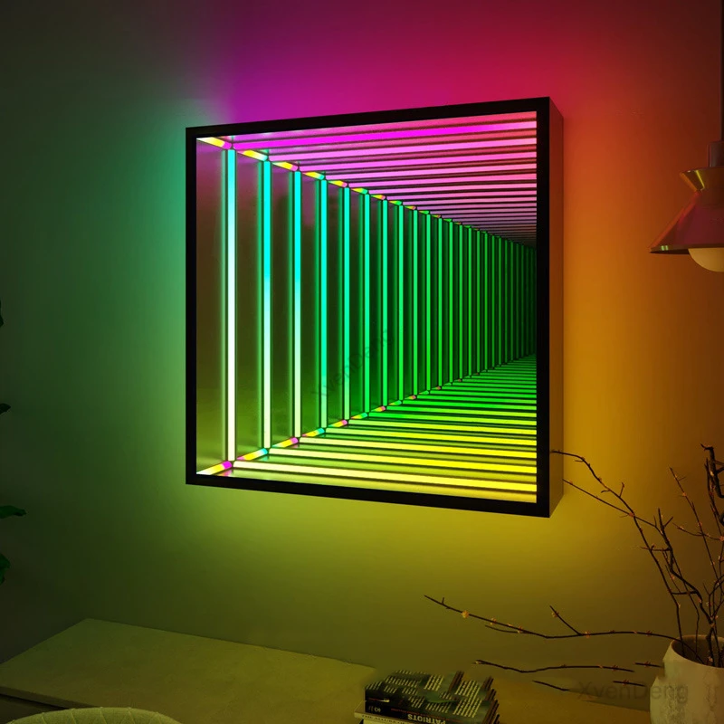 

Square RGB Wall Lamp Bedroom Modern Led Colorful Wall Sconce Light Fixtures Atmosphere Lights Mirror Bathroom Living Room Decor